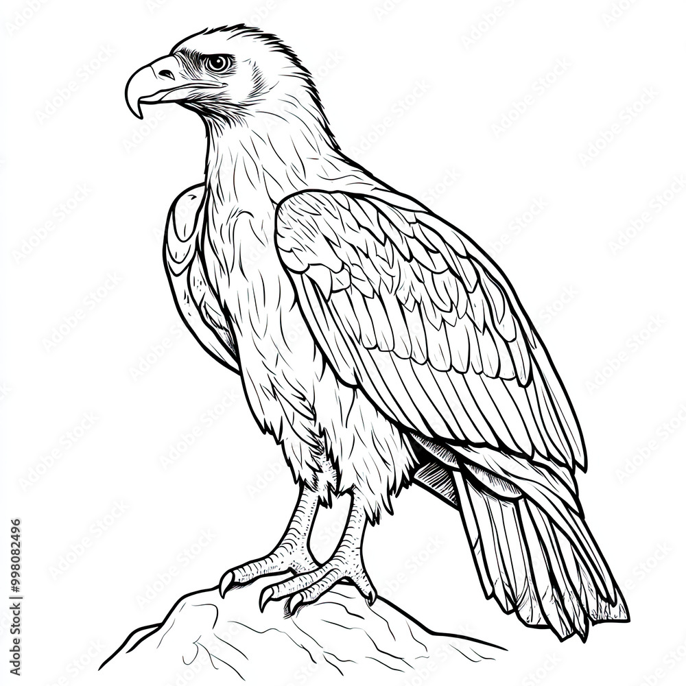 Beautiful Vulture Coloring Page, Wild Bird Colouring Design for Your Corporate Books and Business Graphic Resource or Creative Project, Ai Generative Beautiful Vulture Coloring Page, Wild Bird Colouring Design for Your Corporate Books and Business Graphic Resource or Creative Project, Ai Generative
