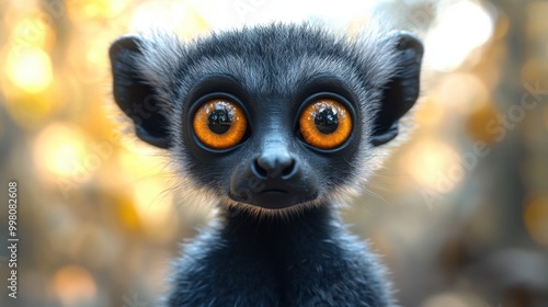 3D Style Lemur With Large Eyes on a Gradient Background for Creative Projects photo