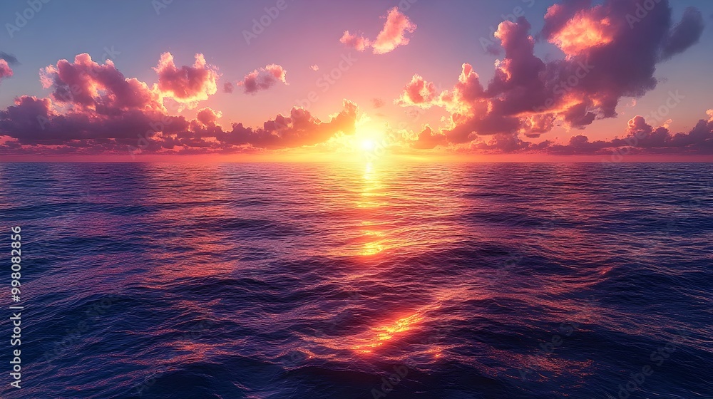 Breathtaking Sunset Over a Tranquil Ocean Landscape Breathtaking Sunset Over a Tranquil Ocean Landscape