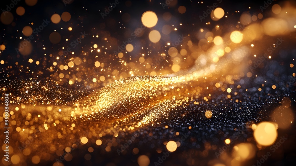 Shimmering Gold Particles Adorn Elegant Dark Background Shimmering Gold Particles Adorn Elegant Dark Background