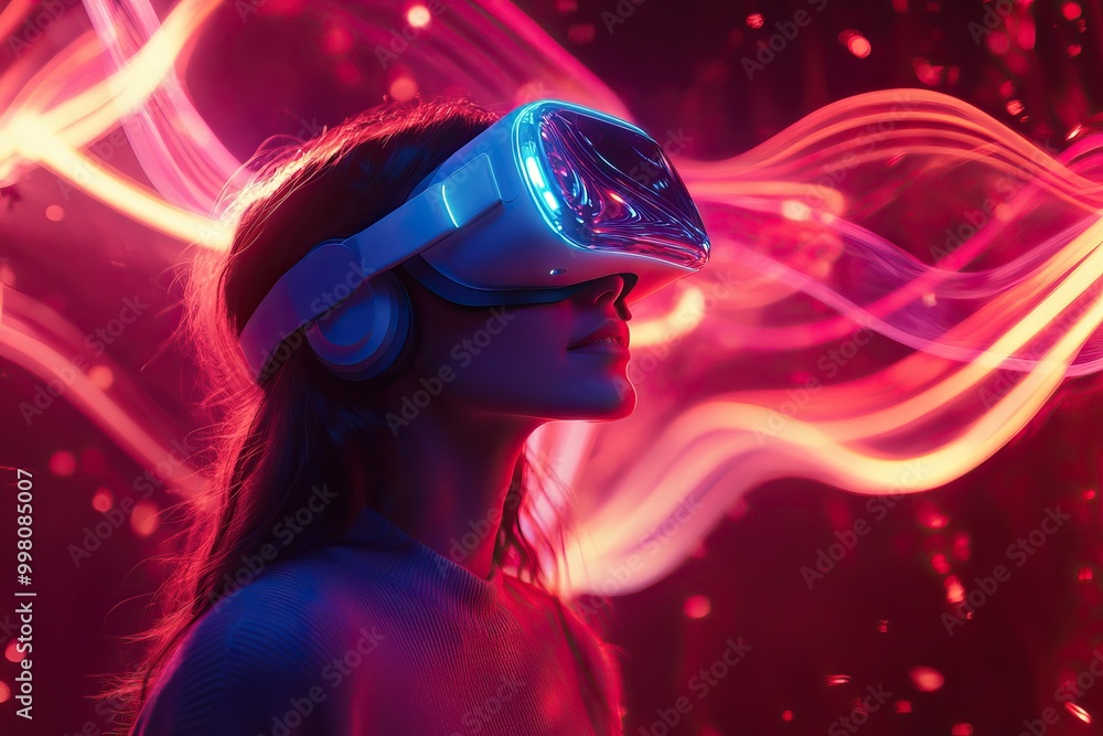 Futuristic cyber world with VR headset and Video Game. AI generated image Futuristic cyber world with VR headset and Video Game. AI generated image