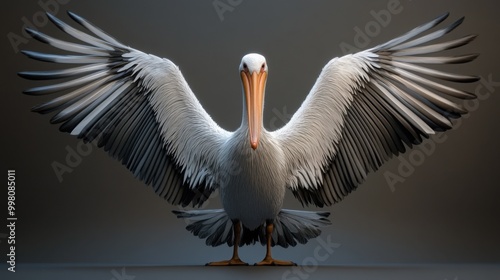 3D Style Pelican with Wings Spread on a Vibrant Gradient Background photo