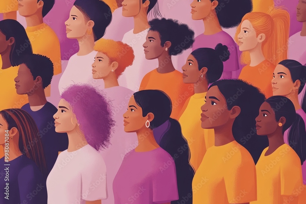 Abstract crowd of diverse people standing together symbolizing community inclusion and social unity in a vibrant dynamic composition with bold overlapping shapes Abstract crowd of diverse people standing together symbolizing community inclusion and social unity in a vibrant dynamic composition with bold overlapping shapes