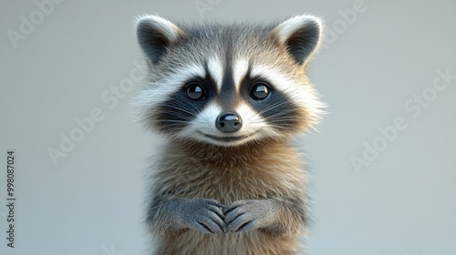 3D Style Raccoon Standing on Hind Legs with Gradient Background for Creative Designs