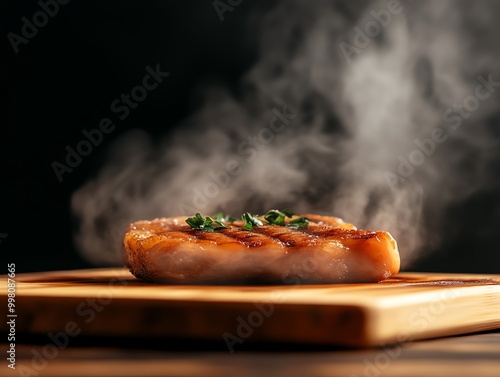 Sustainable pork belly made from scored and cured watermelon photo