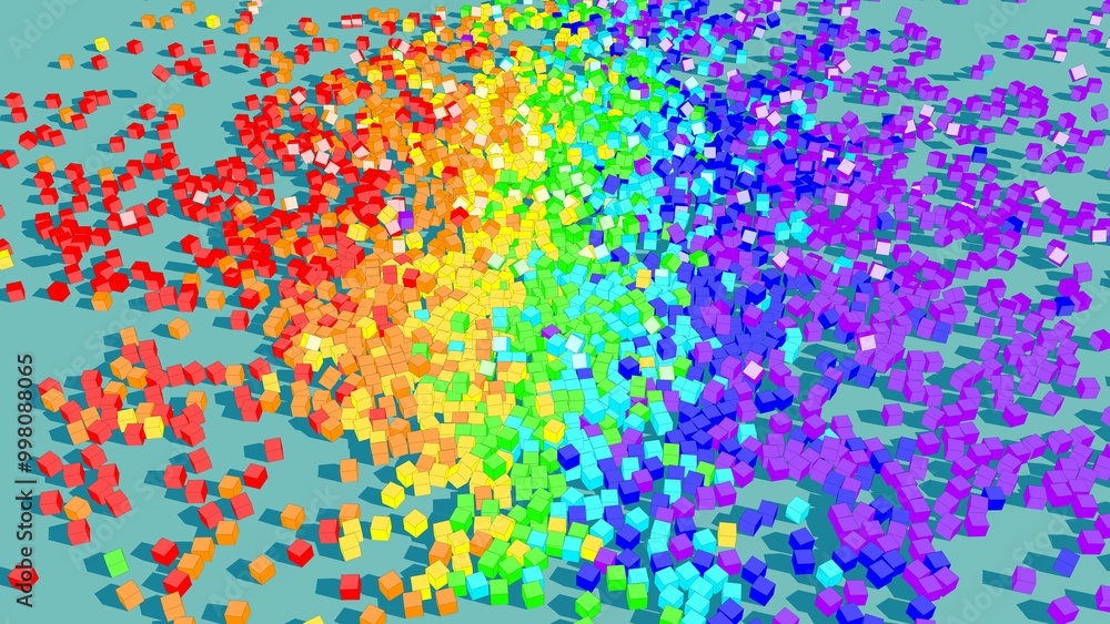 Abstract dropped rainbow cubes Abstract dropped rainbow cubes