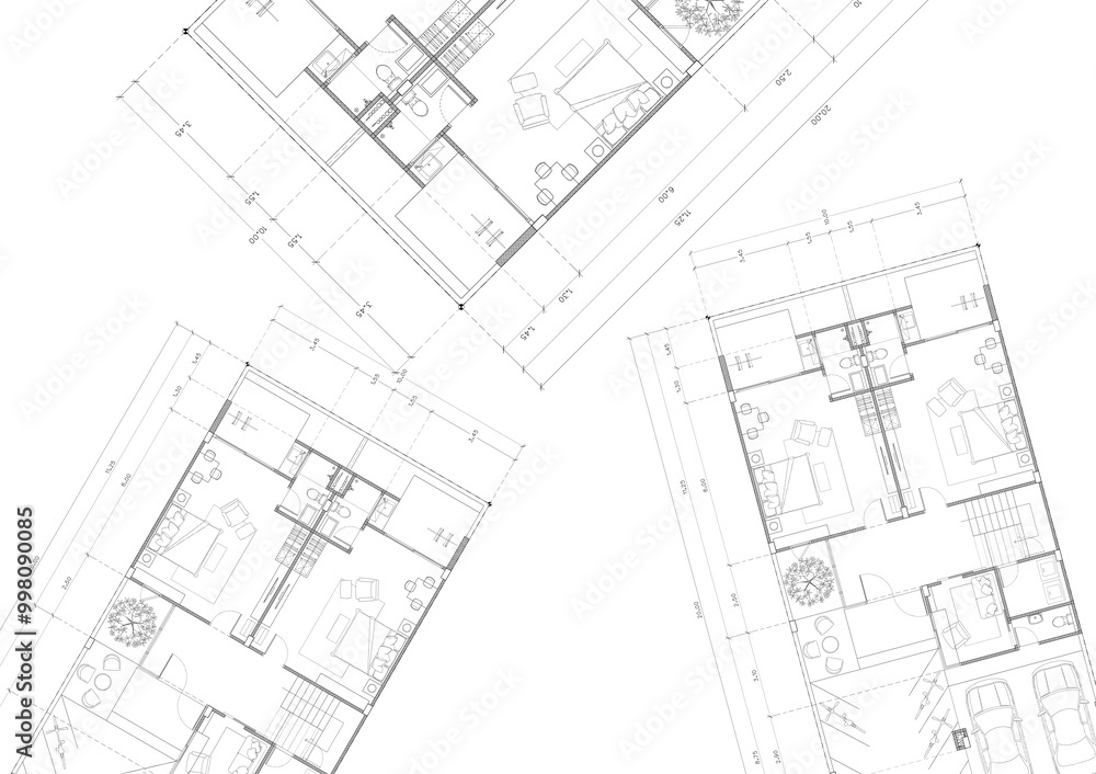Floor plan designed building on the drawing. Floor plan designed building on the drawing.