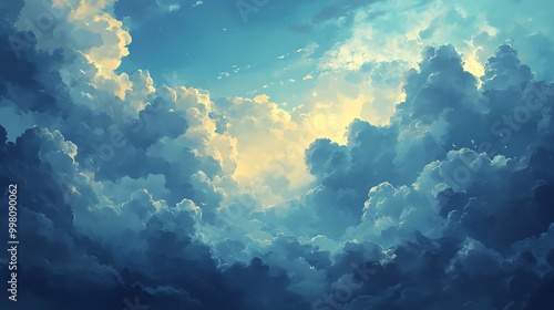 Collection of dreamlike skies featuring artistic and natural cloudscapes, blending realism and creativity through various styles and eras for a serene visual journey