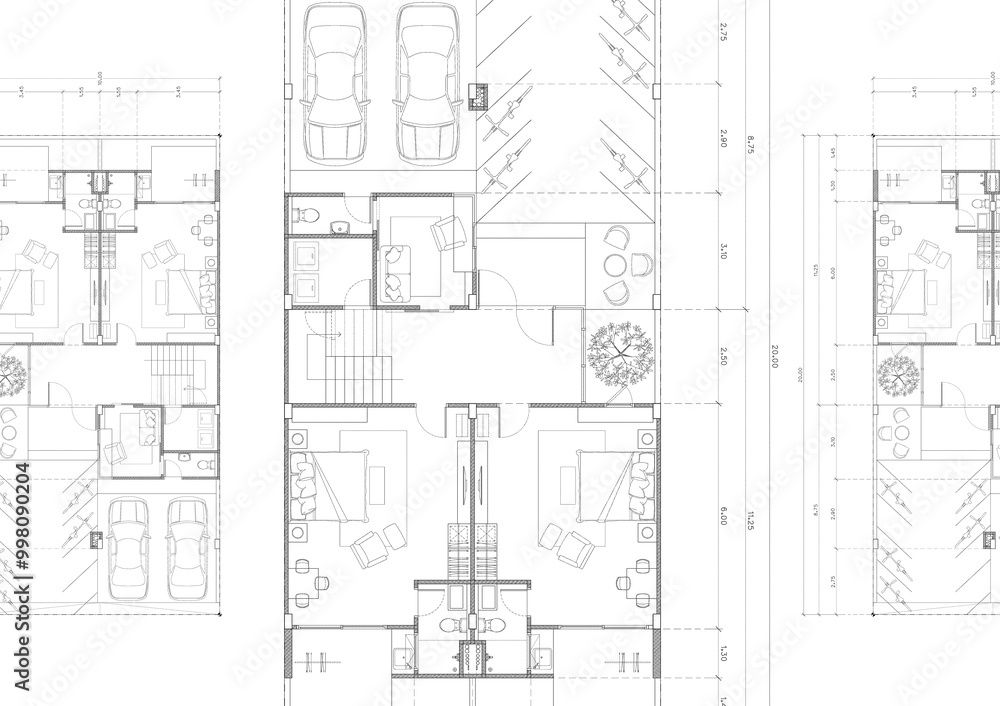 Floor plan designed building on the drawing. Floor plan designed building on the drawing.