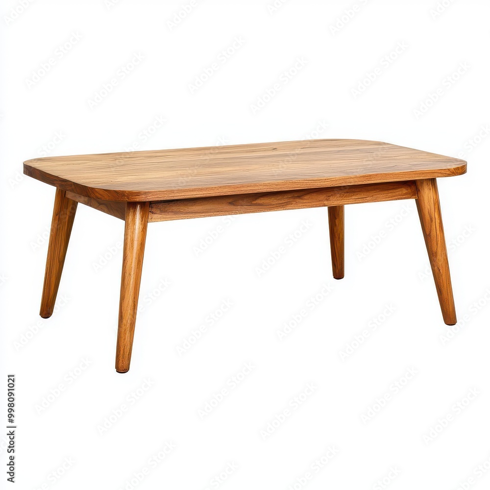 Midcentury Modern Wooden Coffee Table with Rounded Edge Midcentury Modern Wooden Coffee Table with Rounded Edge