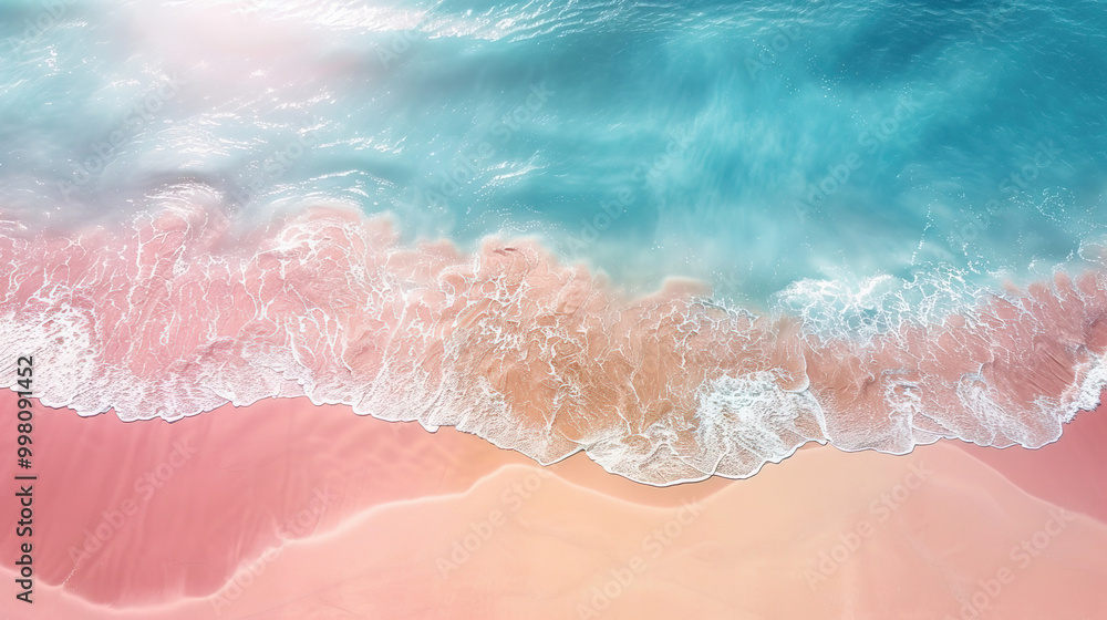 Fototapeta premium beautiful pink sand in beach waves, blue sea view