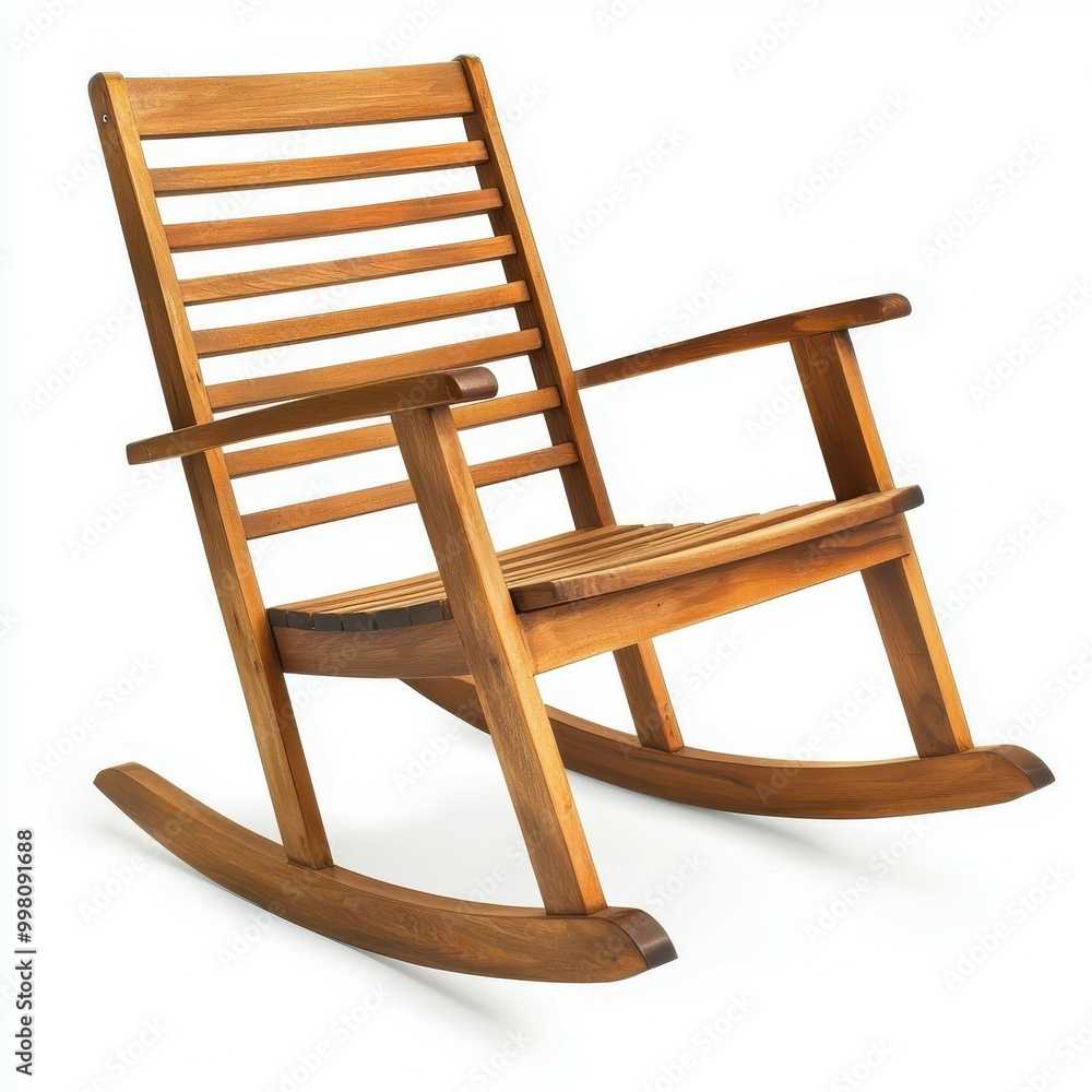 Classic Wooden Rocking Chair with Slatted Seat Classic Wooden Rocking Chair with Slatted Seat