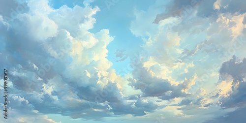 Collection of dreamlike skies featuring artistic and natural cloudscapes, blending realism and creativity through various styles and eras for a serene visual journey