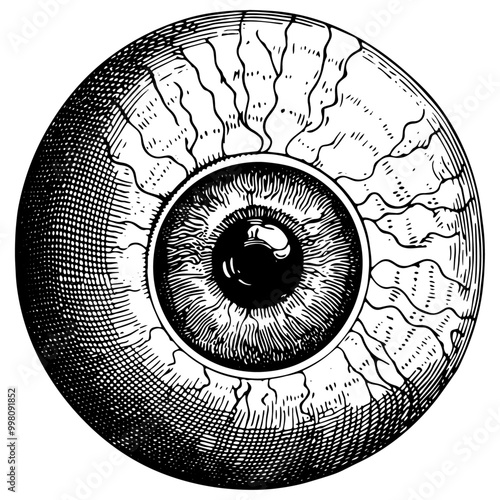 人間の目の銅版画のベクターイラスト。