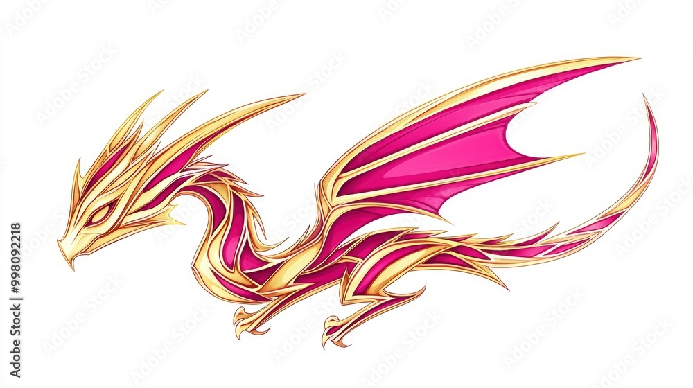 Gold and Pink Dragon Illustration Gold and Pink Dragon Illustration