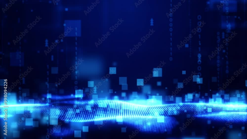 Abstract Digital Background with Blue Light and Glowing Particles , creating a modern and dynamic design ideal for technology themes and graphic projects. Abstract Digital Background with Blue Light and Glowing Particles , creating a modern and dynamic design ideal for technology themes and graphic projects.