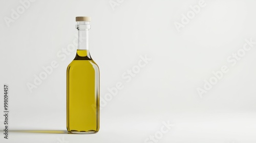 A bottle of olive oil with a pour spout, isolated on a white background