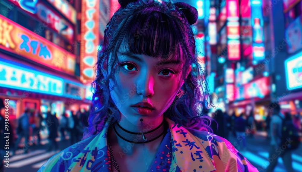 Neon City Girl in Tokyo Neon City Girl in Tokyo