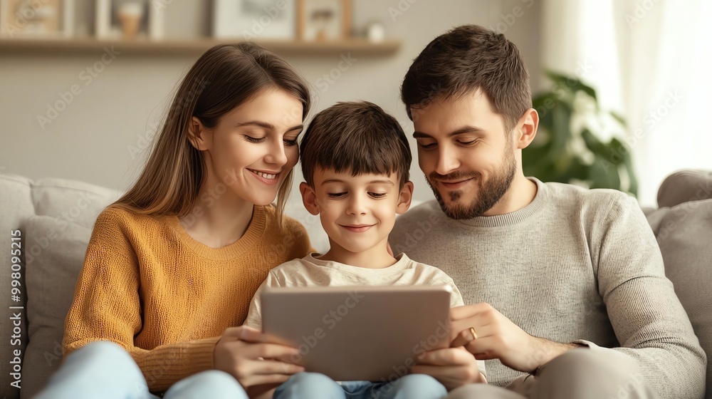 Family enjoying time together with tablet Family enjoying time together with tablet