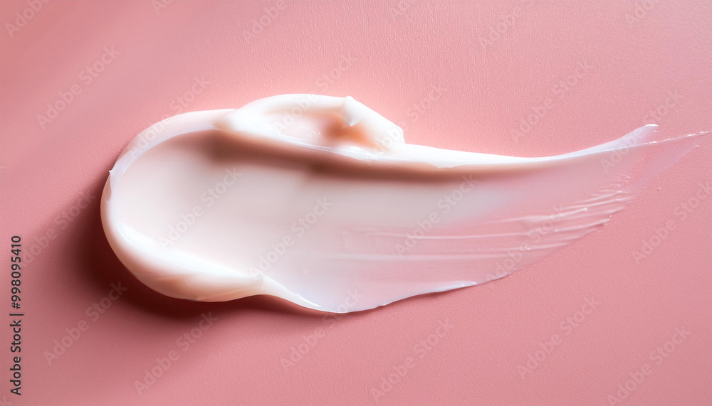 Cream balm cosmetic texture smudge on pastel pink background Cream balm cosmetic texture smudge on pastel pink background