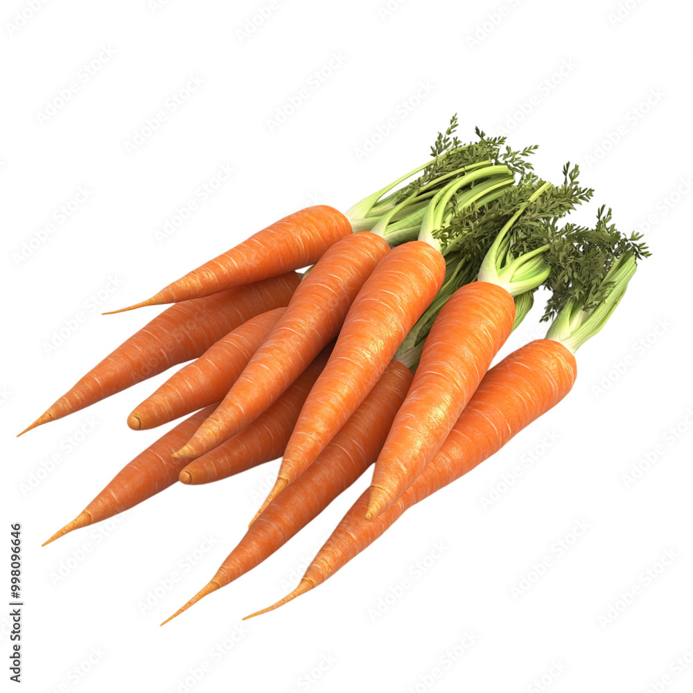 A bunch of carrots isolated on a transparent background