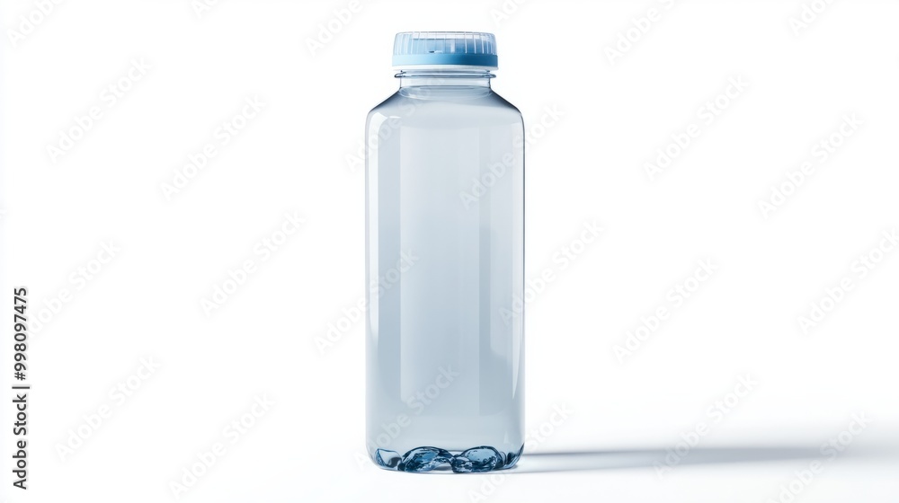 A reusable water bottle with a flip-top lid, isolated on a white background A reusable water bottle with a flip-top lid, isolated on a white background