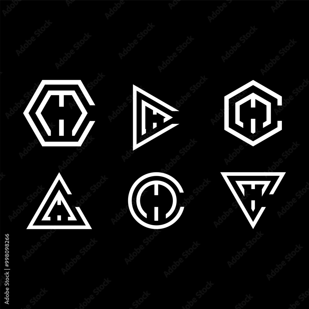 CMH polygon, circle, triangle, hexagon, flat and simple letter logo set in one artboard. CMH minimalist and classic logo. CMH polygon, circle, triangle, hexagon, flat and simple letter logo set in one artboard. CMH minimalist and classic logo.