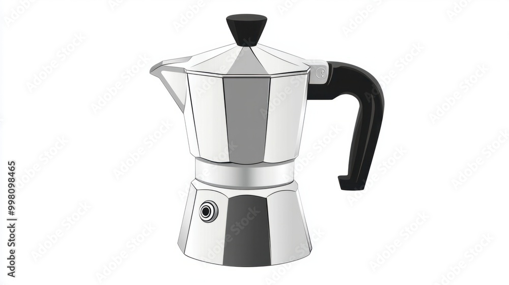 A stovetop espresso maker, isolated on a white background A stovetop espresso maker, isolated on a white background