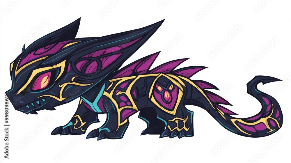 Obraz premium Fantasy Dragon Cartoon Illustration