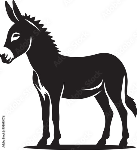 donkey silhouette vector icon, donkey logo vector black and white