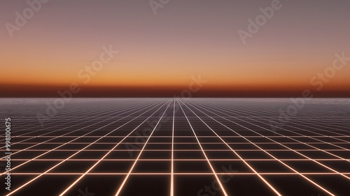 Retro 80s Cybertron Grid Background in Vaporwave Style