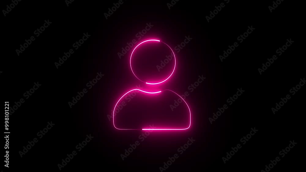 Neon line User icon 4k video animation on the black background. People chatting line icon. User line icon, Secure login to user account. Neon line User icon 4k video animation on the black background. People chatting line icon. User line icon, Secure login to user account.
