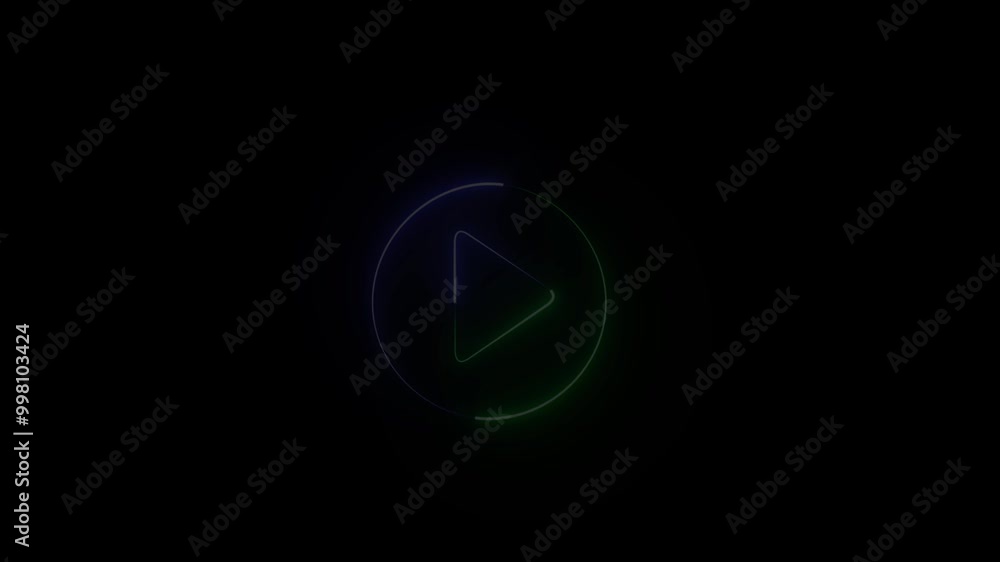 Neon green color play button icon on black background. Neon play button and Start button. Neon green color play button icon on black background. Neon play button and Start button.