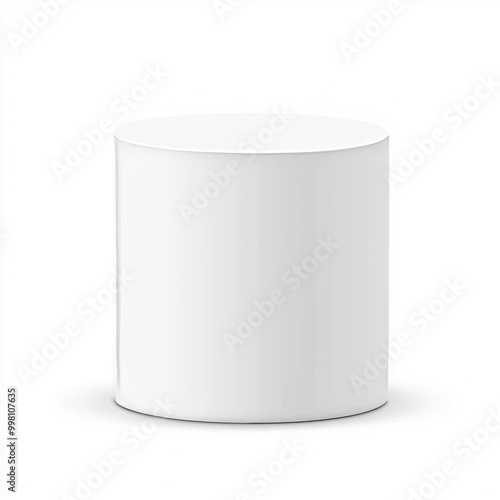 This simple presentation scene features a white cylinder podium isolated on a 3D png background with a simple product display platform and geometric object and a simple show.