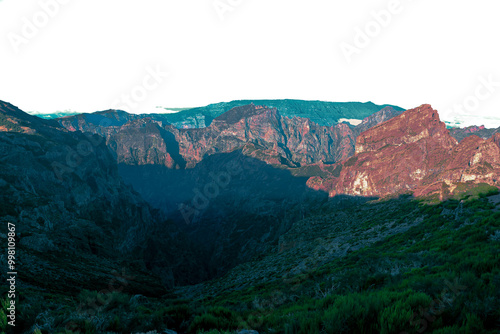 Breathtaking Mountain Landscape in Madeira, Portugal at Sunset