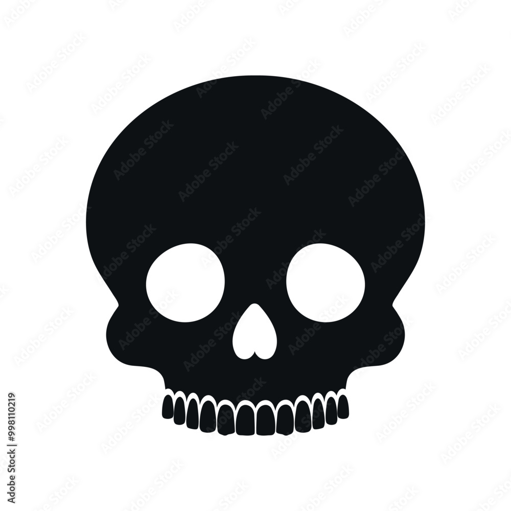 Human skull without a lower jaw silhouette on white background. Skull icon emblem logo. Vector illustration Human skull without a lower jaw silhouette on white background. Skull icon emblem logo. Vector illustration