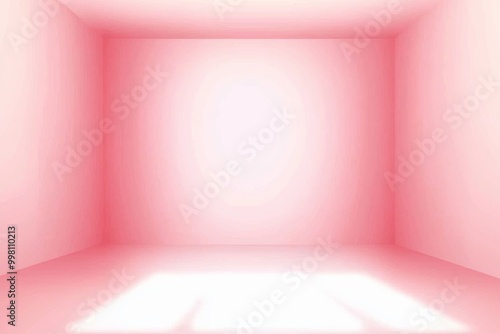 An empty pink display on a floor background in a minimalist style. A blank stand for showing a product. A 3D rendering.