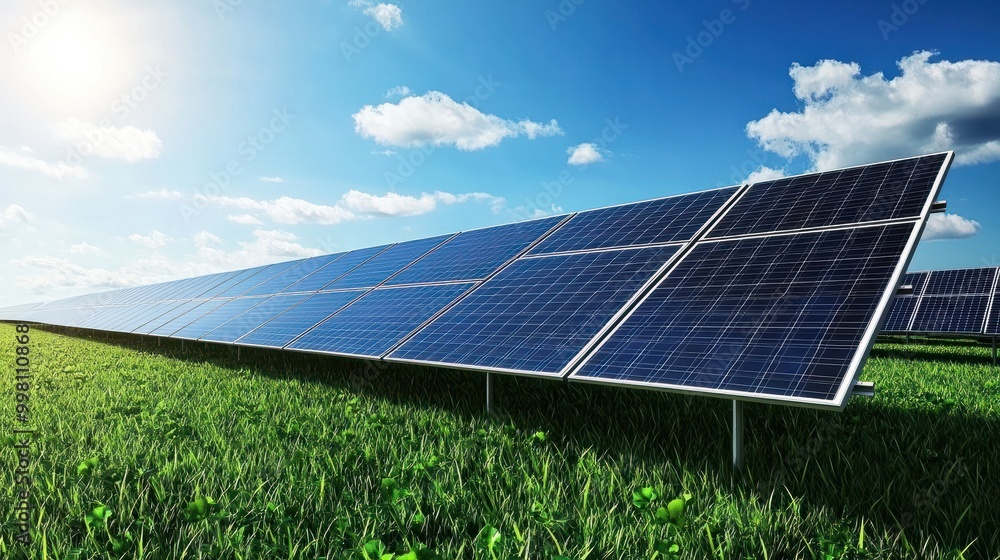 solar panels on a green field green transition solar energy from renewable sources solar panels on a green field green transition solar energy from renewable sources