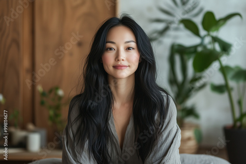 Wallpaper Mural Young woman feeling peace and relax  face  Torontodigital.ca