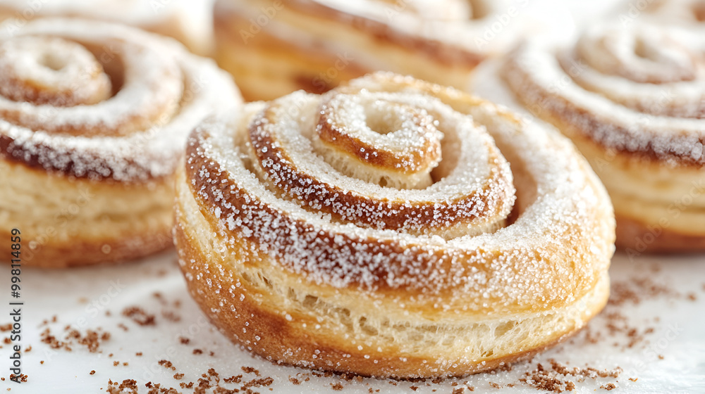 Fototapeta premium buns, Tasty spiral breads cover by sugar isolated on white background