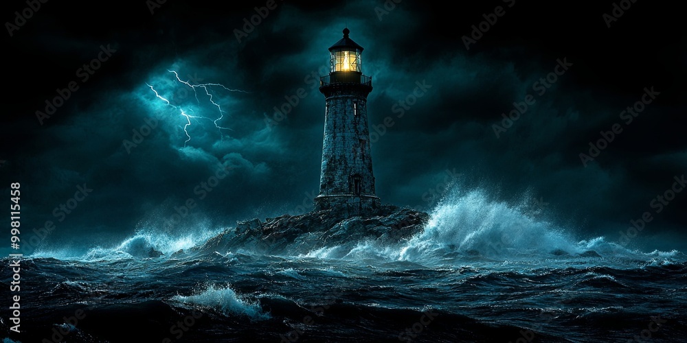 A solitary lighthouse stands firm against a raging storm, its beacon a guiding light amidst the chaos of the tempestuous sea. A solitary lighthouse stands firm against a raging storm, its beacon a guiding light amidst the chaos of the tempestuous sea.