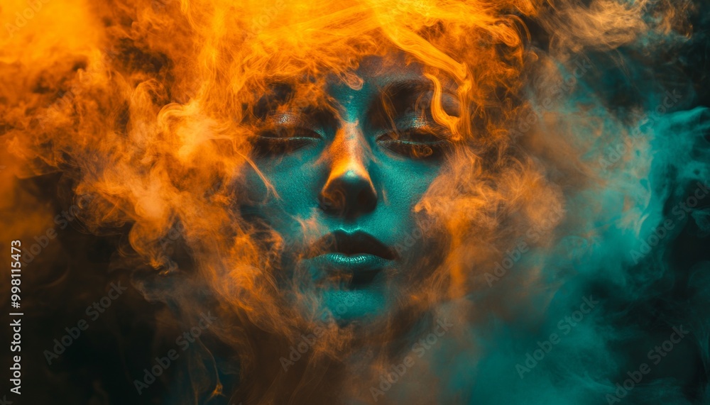 Haunting Face in Ethereal Glow Emerging from Darkness with Spooky Atmosphere Haunting Face in Ethereal Glow Emerging from Darkness with Spooky Atmosphere