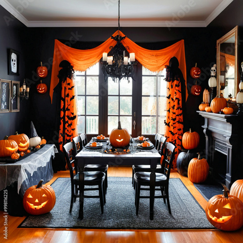 casa decorada para la noche de halloween