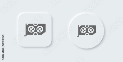 Graphic card solid icon in neomorphic design style. Processor signs vector illustration.