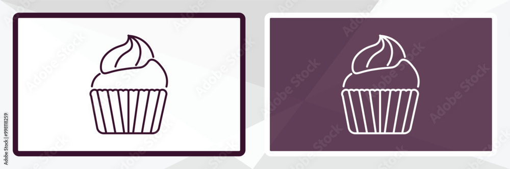 cupcake outline icon. Linear vector from kitchen concept. Thin line white and black cupcake icon isolated on white and dark background cupcake outline icon. Linear vector from kitchen concept. Thin line white and black cupcake icon isolated on white and dark background