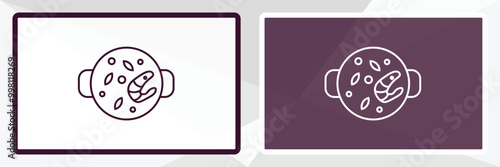 paella outline icon. Linear vector from kitchen concept. Thin line white and black paella icon isolated on white and dark background