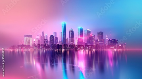 Neon Cityscape Reflection