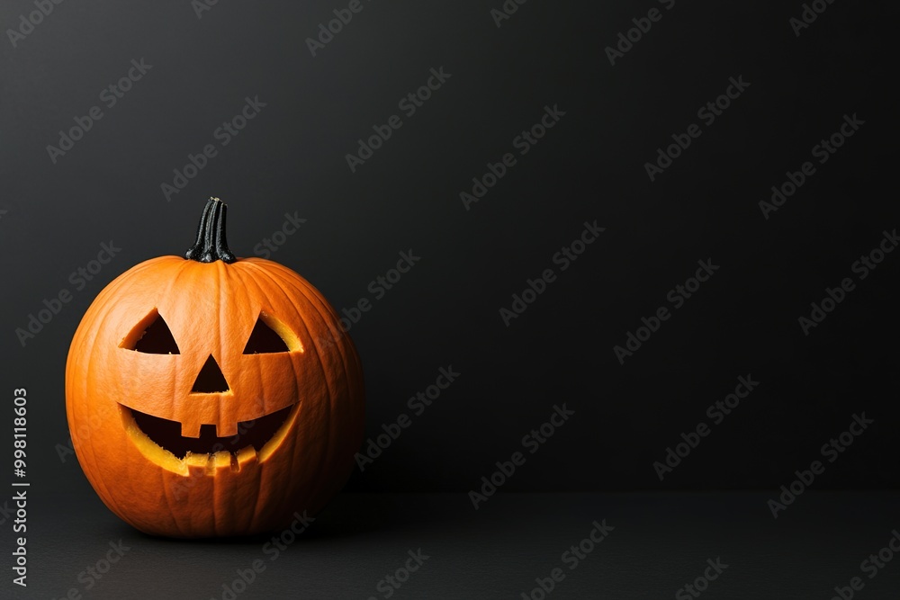 A pumpkin with a smile on its face and teeth showing , with ample copy space for text. A pumpkin with a smile on its face and teeth showing , with ample copy space for text.