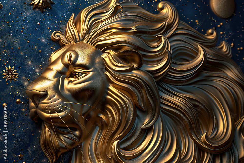 Astrological composition with concept of Leo zodiac sign symbol Astrological composition with concept of Leo zodiac sign symbol
