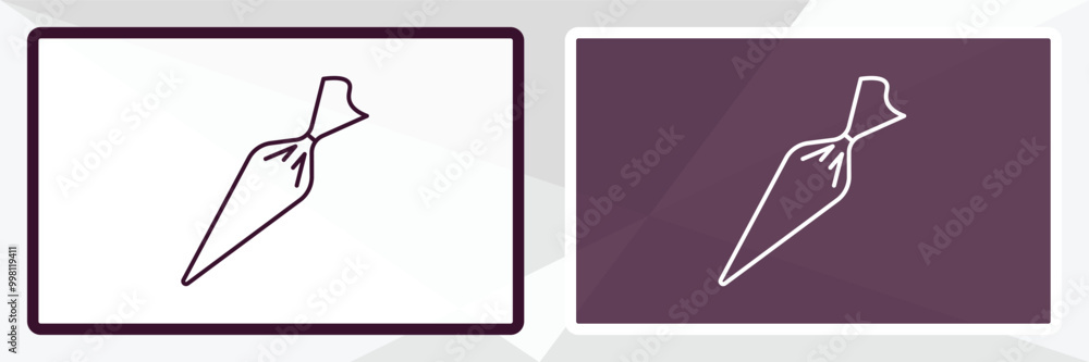 pastry bag outline icon. Linear vector from kitchen concept. Thin line white and black pastry bag icon isolated on white and dark background pastry bag outline icon. Linear vector from kitchen concept. Thin line white and black pastry bag icon isolated on white and dark background